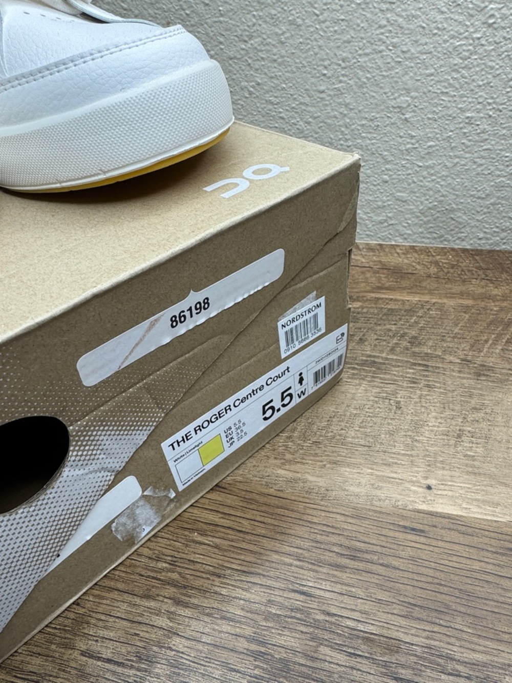 On Running Kids White Sneakers with Neon Lime Accent - Picture 6 of 6